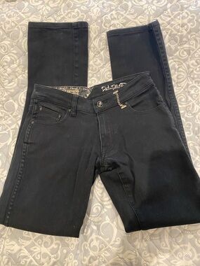 Dustin Dollin / Volcom Black Skinny Jeans with Subtle Branded Charm